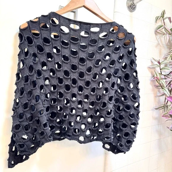 Shannon Passero Open Knit Sheer Small Sweater Streetwear Grunge Festival Punk - Picture 6 of 9